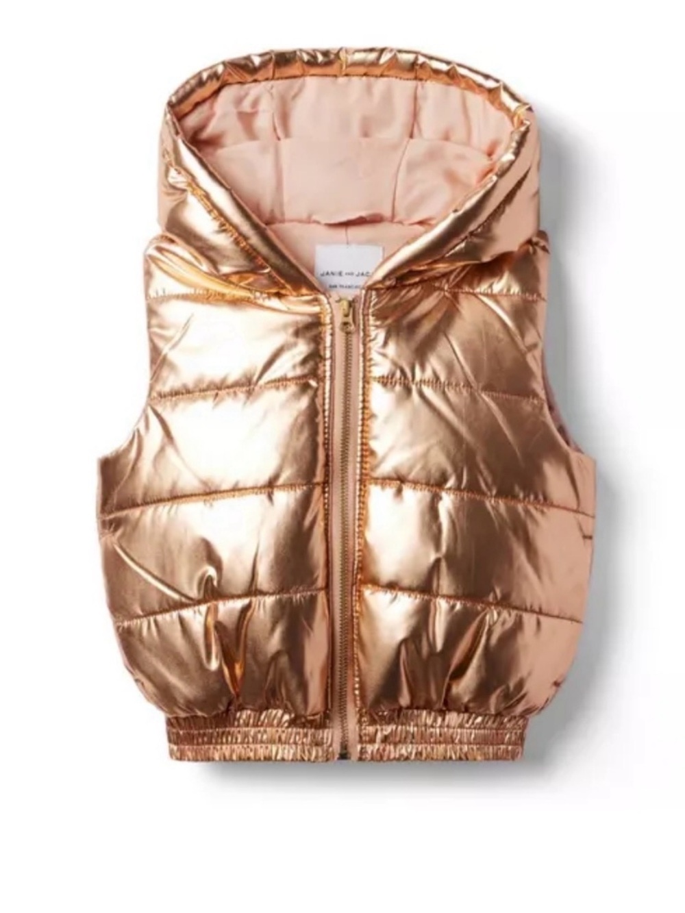 Janie and Jack Rose Gold Puffer Vest Hooded (5-6y)